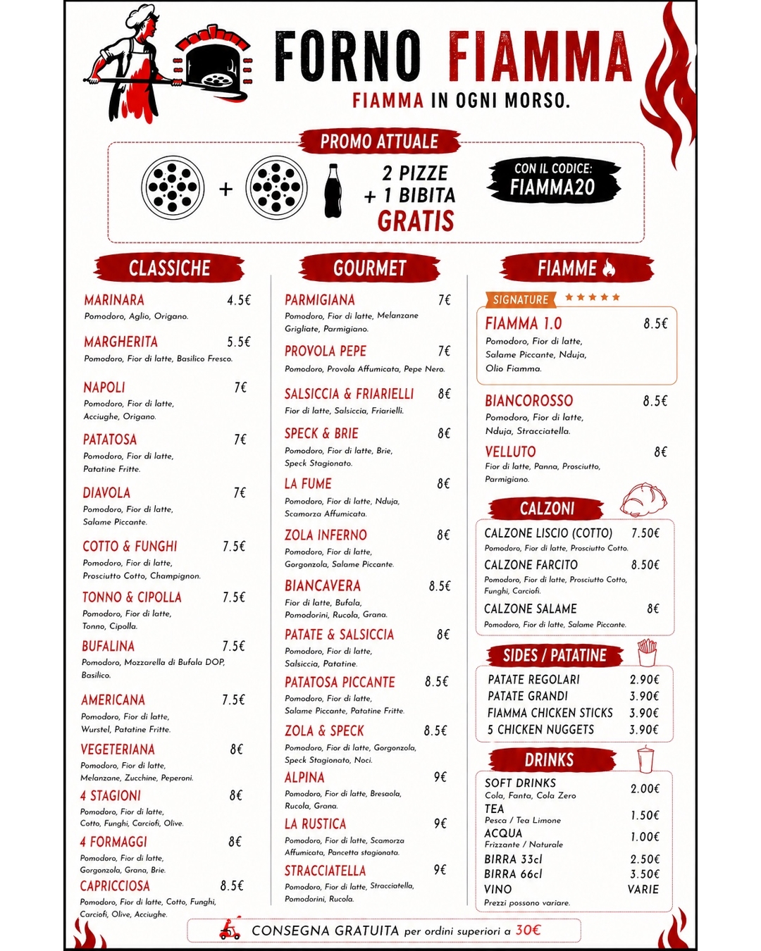 Menu Forno Fiamma completo